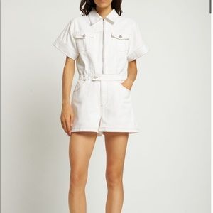 WeWoreWhat White Denim Romper/Jumpsuit